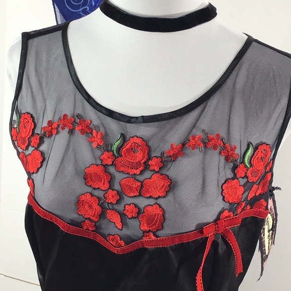 Kitten D’Amour Bossa Nova red roses midi dress NWT 16 - Picture 2 of 16